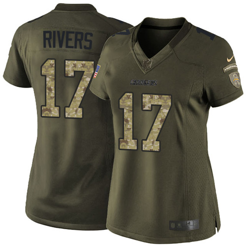 Women's Elite Philip Rivers Nike Jersey Green - #17 Salute to Service NFL Los Angeles Chargers